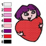 Dora Heart Embroidery Design